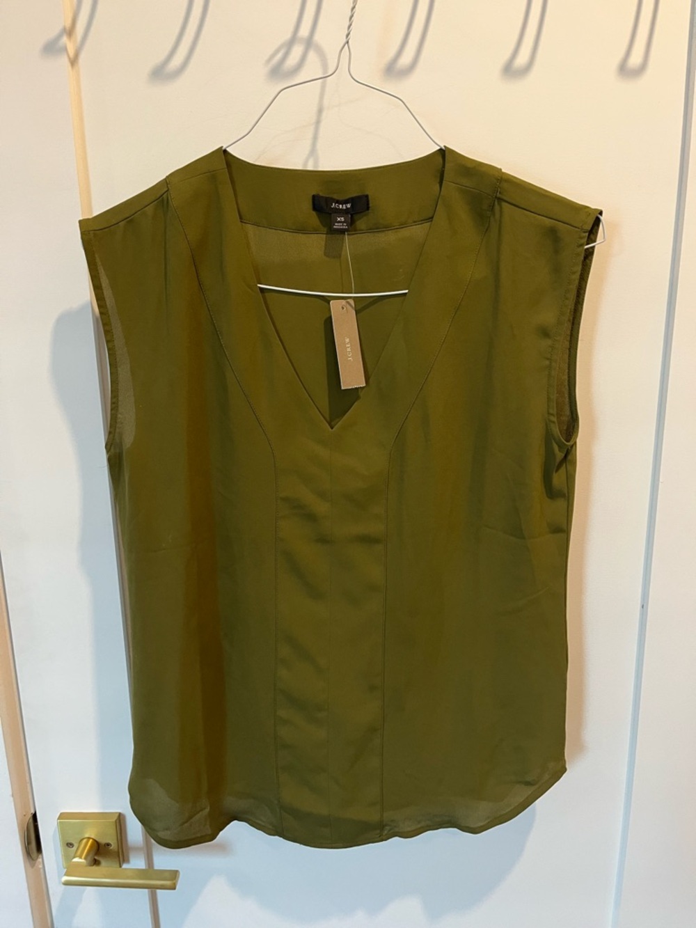 J. Crew Olive Sleeveless V-Neck Camisole